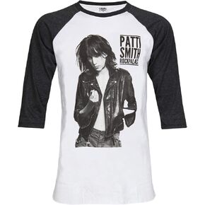 Patti Smith Punk Rock Music 3/4 Sleeve Unisex Baseball T-Shirt Large White/Gray