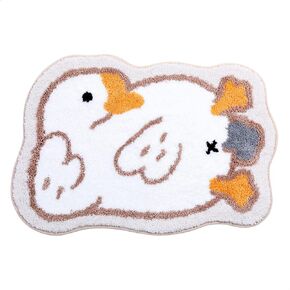 Animal Bath Rug, Fluffy Washable Floor Mat, Funny Goose Mat Soft Plush Foot Mat Non-Slip Water Absorbent Rug for Bathroom and Bedroom, 17.7 x 25.5 Inches, Yellow Flower