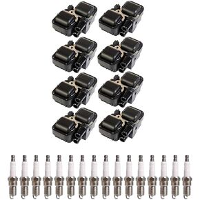 ENA Set of 8 Ignition Coil Pack and 16 Platinum Spark Plugs Compatible with Mercedes-Benz C320 CLK320 CLS500 ML320 ML430 ML500 S430 Crossfire 3.2L 3.7L 4.3L Replacement for UF359 0001587303 7090
