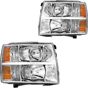 Front Headlight Assembly for 2010-2015 GMC Terrain, Black Housing with Amber Reflector and Clear Lens, Pack of 2 (Driver and Passenger Side)