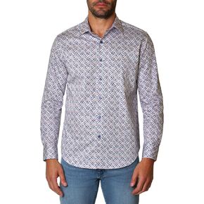 Robert Graham Men's Long Sleeve Point Collar Button Down Shirt with Regular Fit