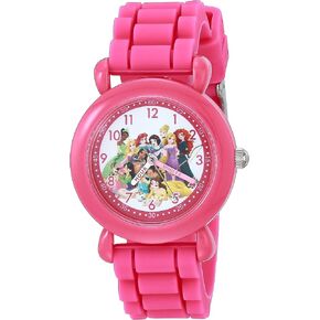 Disney Princess Kids' Plastic Time Teacher Analog Quartz Silicone Strap Watch