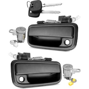 Pair Exterior Door Handles W/Door Lock Cylinder & Key Fits for Toyota Tacoma 1995-2004, Front Driver and Passenger Side Outside Door Handle Set Replaces 69220-35020 69210-35020 6905135070 6905235070