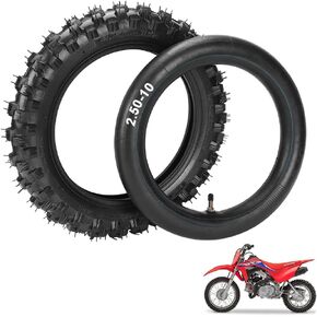 2.5-10" Tire & Inner Tube Set - Dirt Bike Tire with 10-Inch Rim 2.5/2.75-10 Inner Tube for Honda CRF50/XR50 for Suzuki DRZ70/JR50 for Yamaha PW50
