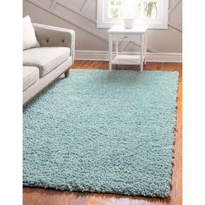 Unique Loom Davos Shag Collection Area Rug - Solid (5' 3" x 8' Rectangle, Aqua)