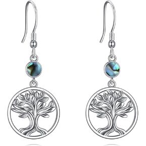 Tree of Life Earrings Sterling Silver Tree of Life Abalone Dangle Earrings Tree of Life Jewelry for Women