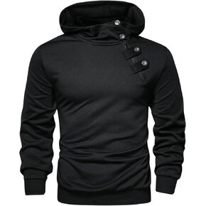 SHENHE Men's Zipper Button Front Hoodie Long Sleeve Pullover Hooded Sweatshirt Streetwear