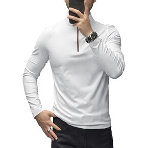 Fioboc Men's Half Zip Mock Neck Tee SmoothBlend Long Sleeve T-Shirt Quick-Drying Solid Smooth Top T-Shirt S-4XL