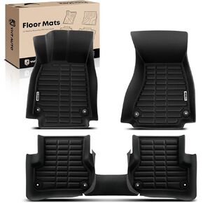YHTAUTO Automotive All Weather Floor Mats Compatible with Audi A7 2016-2018, A7 Quattro 2012-2018, RS7 2014-2018, S7 2013-2018, Car Mats Custom Fit TPE Floor Liners Front & Back Seat, Black, Set of 3