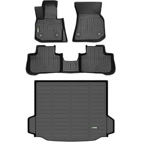 All Weather Car Floor Mats & Cargo Liner for BMW X3 G01/M40i/30i/M 2018-2024（Not for car Without Spare tire & BMW X3 30e 2020-2021） Custom Fit Full Set Accessories - Black