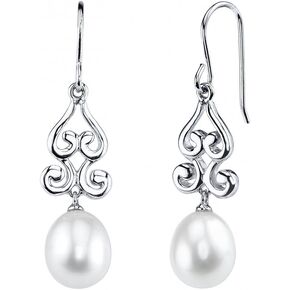 THE PEARL SOURCE 8-9mm Genuine White Freshwater Cultured Pearl Alexa Earrings for Women