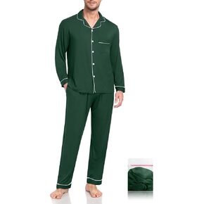 Men Modal Pajama Set Long Sleeve Pjs Button Down Sleepwear Soft Comfy Loungewear Sets 2 Piece Nightwear S-3XL in Kuwait