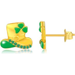 TANGPOET Hypoallergenic St.Patrick's Day Stud Earrings 925 Sterling Silver St.Patrick's Day Green Earrings Cute Ear Studs Jewelry Gifts for Women Girls