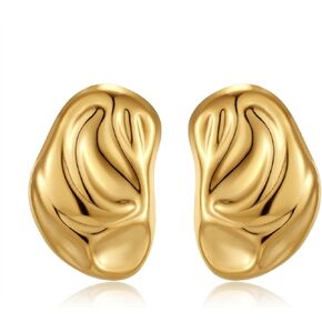Big Chunky Gold Earrings for Women Geometric Hammered Earrings Vintage Statement Trendy Jewelry