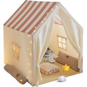 Kids Play Tent, Toddler Tent Playhouse for Kids Indoor & Outdoor, Play Tent for Boys & Girls, 47"x40"x52" Tent for Kids with Window, Star Lights, Colored Flags and Carry Bag (Stripe)