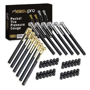 Pencil Tire Pressure Gauge - 12 Pack - Bulk Heavy Duty 0-50 PSI Hard Polymer Pen Mechanical Air Gauge for Cars, Trucks, Motorcycles, Bicycles - for Replacement Roadside Emergency Kit