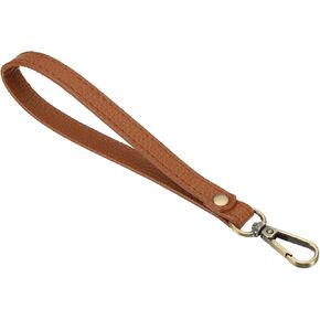 PATIKIL 8 Inch Wristlet Strap, PU Leather Wristlet Keychain Wrist Strap Replacement with Bronze Metal Key Ring Lock for Wallet Purse Key, Khaki