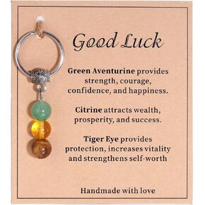 Kvekstio Crystal Keyring for Women, Good Luck Gift, Self Love, Uplifting Daily Remind, Relief Stress Anxiety Recovery Gift