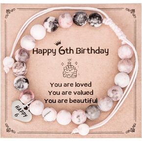 Happy 6th Birthday Gift Bracelet for 6 Year Old Bday Little Presents Age 6-year-old Jewelry for 6