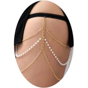 D.Bella Body Chain Jewelry for Women Snake Thigh Chain Rhinestone Leg Chain Jewelry Stretch Thigh Harness Garters
