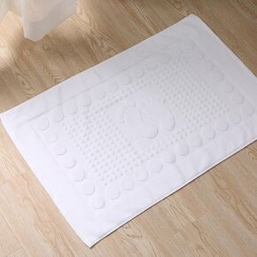 Bath Mats [Not a Bathroom Rug] Cotton Banded Machine Washable Shower Bathroom Floor Towel Terry Towelling Tub Shower Bathroom Mat (Feet White)