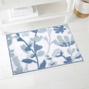 IZOD - Bath Mat, Cotton Bath Rug, Floral Bathroom Decor (Mystic Blue, 20" x 30")