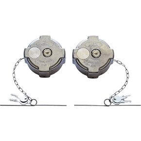 Keyed Alike Pair 1/4 Turn Locking Aluminum Diesel Fuel Caps for Select Freightliners