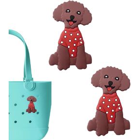 Poodle Dog Charms for Bogg Bag - Set of 2 PVC Rubber Inserts, Compatible with Bogg Bag Accessories, Beach Bag Charms Inserts Accessories for Women Girls