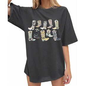Cowgirl Boots Shirt Women Coutry Music T Shirt Western Tee Vintage Oversized Music Concert Blouse Top