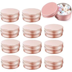 12Pcs Screw Top Aluminum Tin Jar, 2oz Aluminum Screw Lid Round Tin Container Bottle for Cosmetic, Lip Balm, Lip Balm Tin Containers Screw Top Round Tin Cans, Travel Cosmetic Cans Container