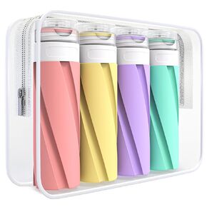16 Pack Silicone Travel Bottles Set for Toiletries, TSA Approved 3.4oz Leak Proof Shampoo And Conditioner Travel Size Essentials Toiletry Bottles, Refillable Traveling Liquid Containers