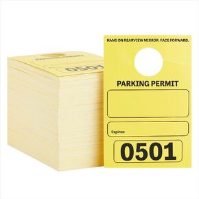 Stockroom Plus 500-Pack Yellow Parking Permit Hang Tag for Car Rearview Mirrors, Bulk Blank Temporary Passes Placards Numbered 0001-0500 for Events, Business, Office (3.15x4.75 in)