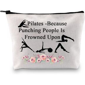 PXTIDY Pilates Cosmetic Bag Pilates Yoga Lover Gift Pilates Instructor Gift Pilates Coach Survival Kit Yoga Gym Toiletry Bag(beige)