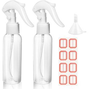 WLLHYF 2 Pack Small Spray Bottles 3.5oz/100ml Plastic Hair Spray Bottle Clear Empty Travel Bottle Fine Mist Reusable Liquid Container for Salons Essential Oils Water Squirt