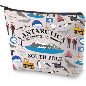 BLUPARK Antarctica Souvenir Cosmetic Bag Antarctica South Pole Travel Makeup Bag Antarctica Animal Lover Gift (Antarctica)
