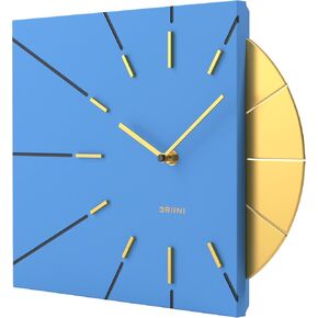 Driini Mid Century Modern Wall Clock – Square Black Clock with Decorative Gold Accent- Unique Modern Clock, Battery Operated - MCM Wall Clock & Decorative Wall Clock for Mid Century Modern Decor.