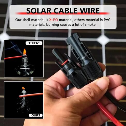 KEDAKEJI 20FT 10AWG Solar Extension Cable with Female and Male Connector Solar Panel Wire Adaptor for Home, Ship and RV Solar Panels (20FT Red + 20FT Black) in Saudi Arabia
