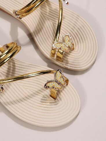 GORGLITTER Women's Embellished Metallic Glitter Dressy Flat Sandals Slipper in Saudi Arabia