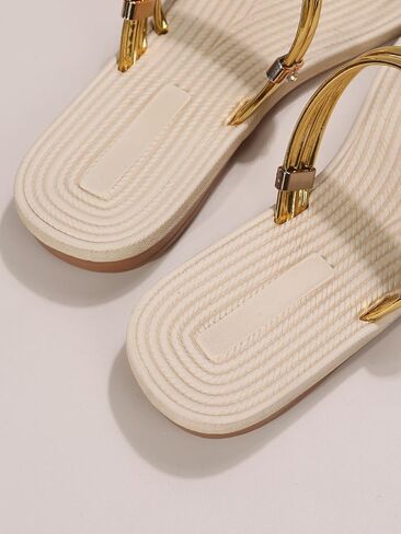 GORGLITTER Women's Embellished Metallic Glitter Dressy Flat Sandals Slipper in Saudi Arabia