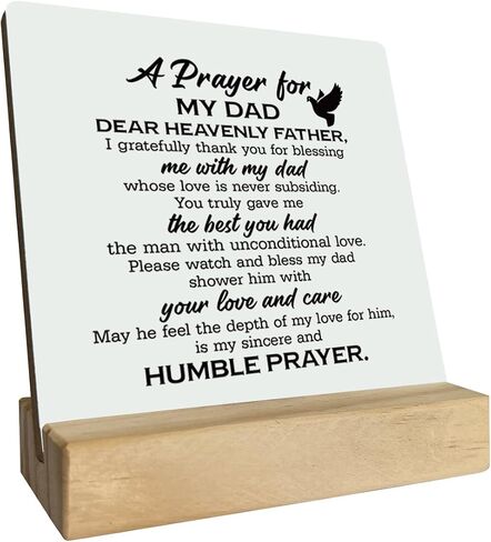 Gifts for Dad from Daughter Wood Plaque Gift, Dear Dad I Love You,Plaque with Wooden Stand, Meaningful Wood Sign Plaque Gift for Dad (A Prayer for My Dad) in Kuwait
