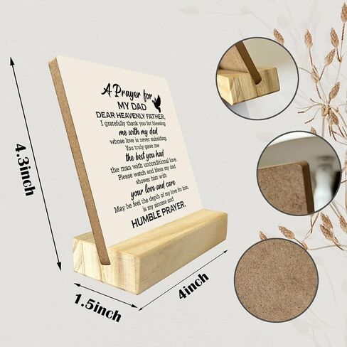 Gifts for Dad from Daughter Wood Plaque Gift, Dear Dad I Love You,Plaque with Wooden Stand, Meaningful Wood Sign Plaque Gift for Dad (A Prayer for My Dad) in Kuwait