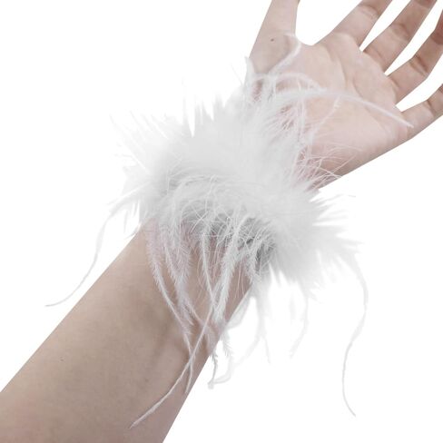 Women's Feather Cuff Wrist Sleeves Bracelets Watch Patting Circle Slap Ring Bangle for Wrist Hair Accessory Party Costume in Kuwait