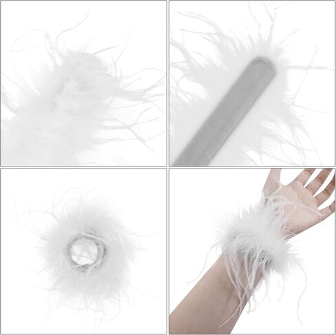 Women's Feather Cuff Wrist Sleeves Bracelets Watch Patting Circle Slap Ring Bangle for Wrist Hair Accessory Party Costume in Kuwait