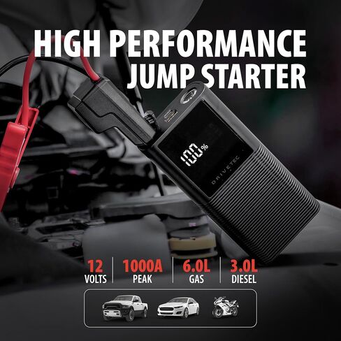بنك الطاقة المحمول Jump Starter مع شاشة LCD، بطارية DJ10 1000A مع كابلات توصيل 12 فولت لما يصل إلى 6 لتر من الغاز ومحركات الديزل 3 لتر in Saudi Arabia