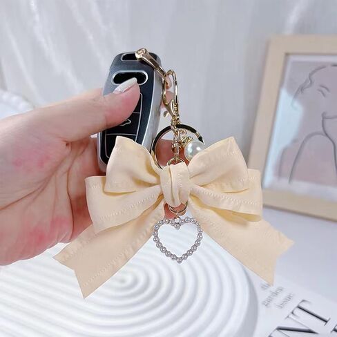 SMUOBT 2Pcs Bow Keychain for Women Pearl Keychain Car Key Chain Purse Keychain Bow Keychain with Pearl Charm in Saudi Arabia