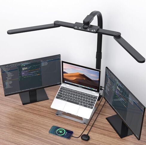 SUPERDANNY Eye-Caring LED Desk Lamp 360° Flexible Gooseneck Work Lamp with Desk Side Clamp Touch Control 3 Light Colors Smooth Dimming Task Lighting Reading Light for Home Office College Dorm, Black in Kuwait