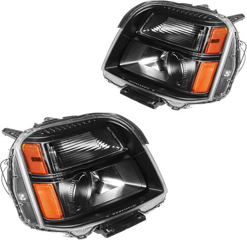 Front Headlight Assembly for 2010-2015 GMC Terrain, Black Housing with Amber Reflector and Clear Lens, Pack of 2 (Driver and Passenger Side) in Kuwait