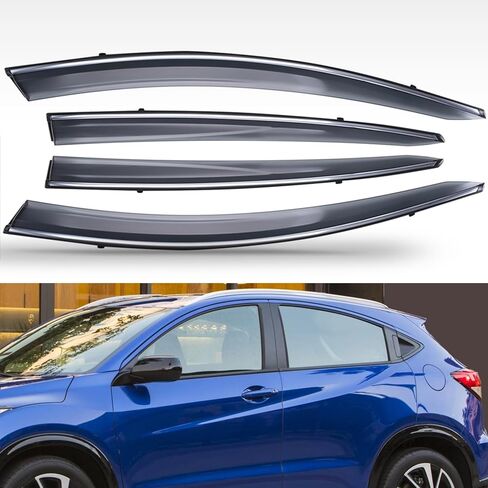 MotorFansClub واقي النافذة منحرف واقي المطر مناسب لهوندا HR-V HRV 2016 2017 2018 2019 2020 2021 2022 LX EX Sport EX-L غطاء درع واقي النافذة in Kuwait