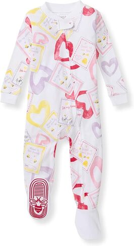 Burt's Bees Baby Baby Girls Pajamas, Zip Front Non-Slip Footed Sleeper Pjs, 100% Organic Cotton, Plant Paradise, 12 Months in Saudi Arabia