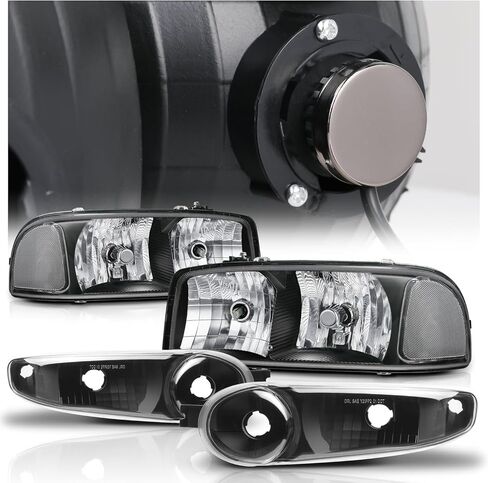 M-AUTO Switchback LED Tube DRL Black Headlights Assembly Compatible with 2001 GMC Sierra C3, 02-06 Sierra 1500 Denali, 07 Sierra 1500 Denali Classic, 01-06 Yukon Denali/Yukon Xl 1500 Denali in Kuwait